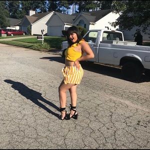 YELLOW CROP TOP 2 PIECE